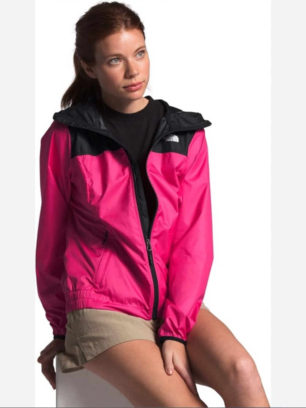 The North Face Windwall Hot Pink And Black Windbreaker With Hood Size XL